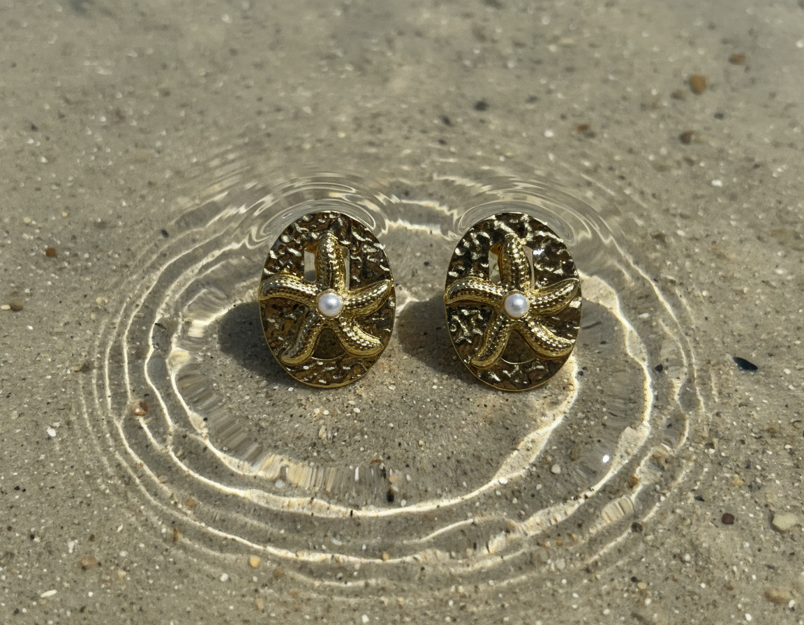 Kriki Pearl Starfish Statement Stud Earrings