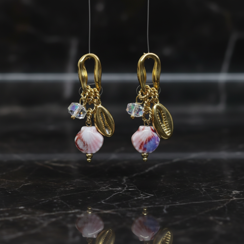 Kriki Seashell Charm Drop Earrings