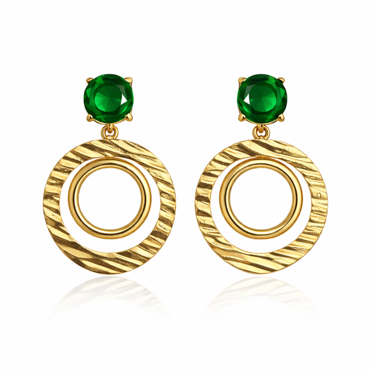 Kriki Emerald Halo Statement Drop Earrings