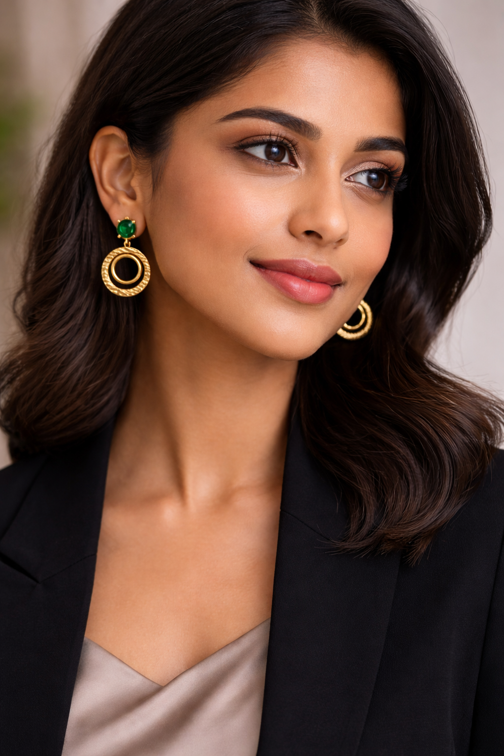 Kriki Emerald Halo Statement Drop Earrings
