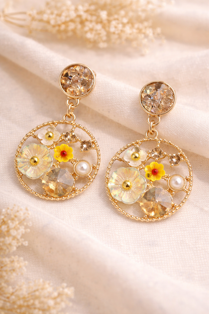 Kriki Daisy Bloom Charm Drop Earrings