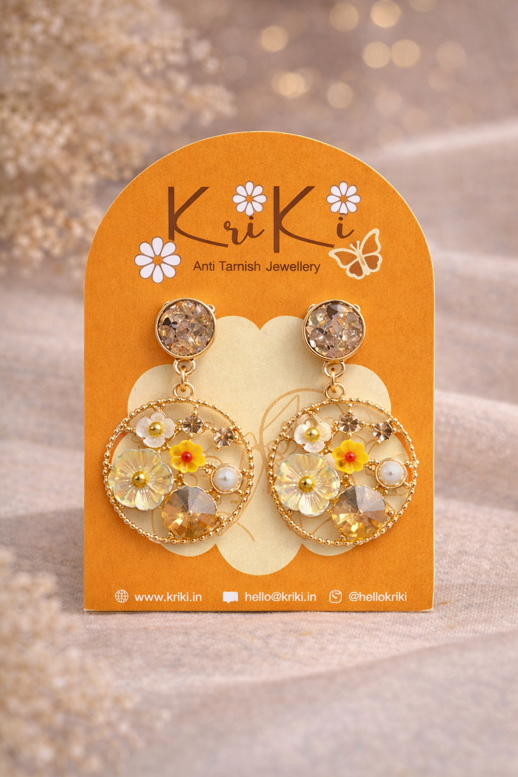 Kriki Daisy Bloom Charm Drop Earrings