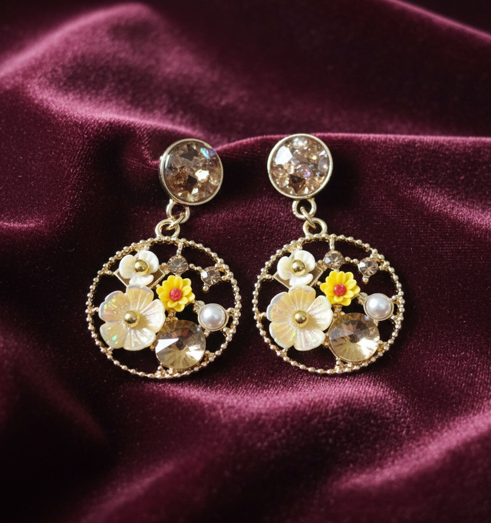 Kriki Daisy Bloom Charm Drop Earrings