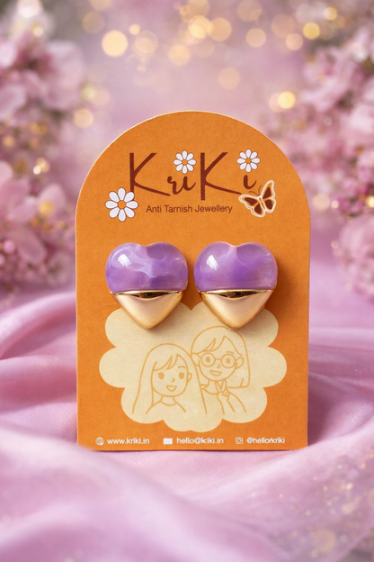 Kriki Lavender Heart Stud Earrings