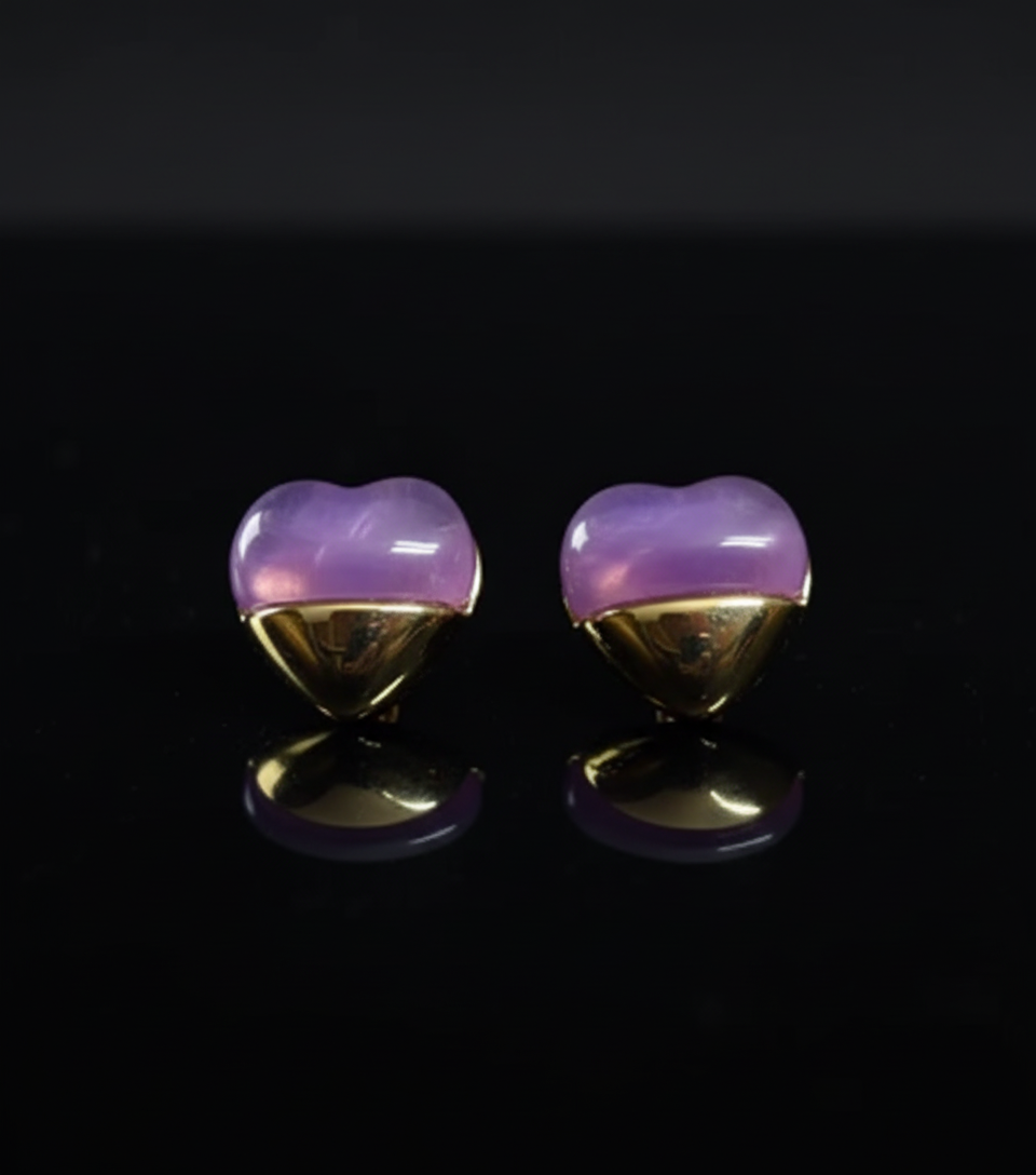 Kriki Lavender Heart Stud Earrings