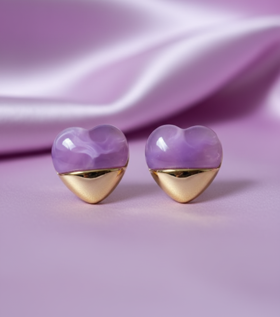 Kriki Lavender Heart Stud Earrings