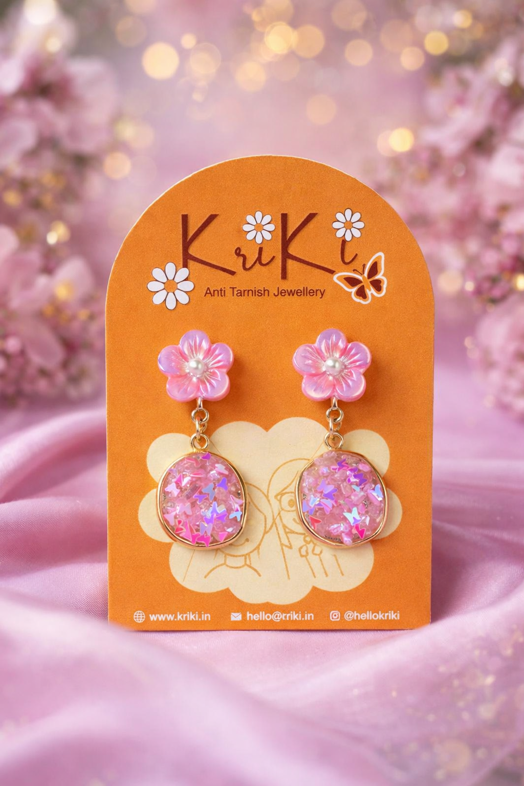 Kriki Blossom Sparkle Drop Earrings