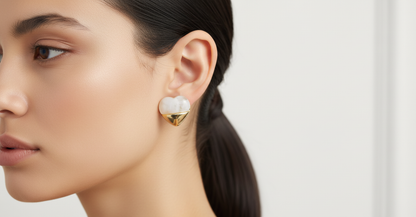 Kriki Pearl Heart Stud Earrings