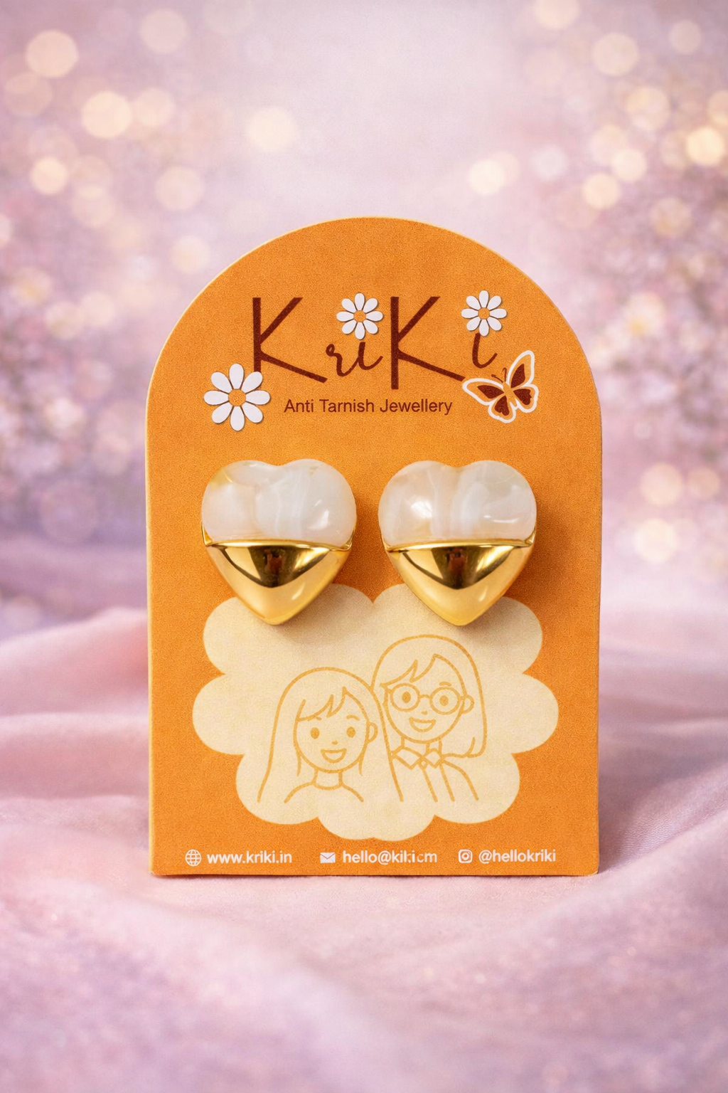 Kriki Pearl Heart Stud Earrings