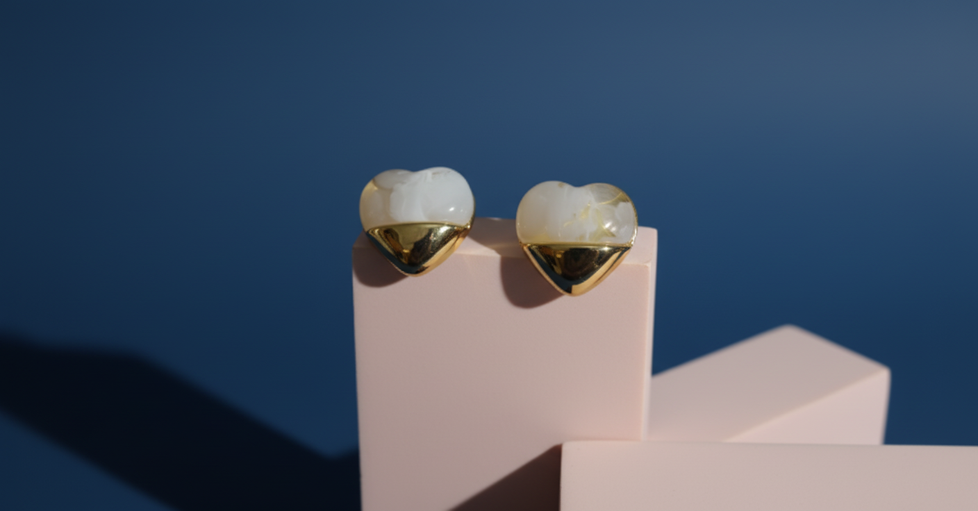 Kriki Pearl Heart Stud Earrings