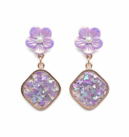 Kriki Lavender Blossom Drop Earrings