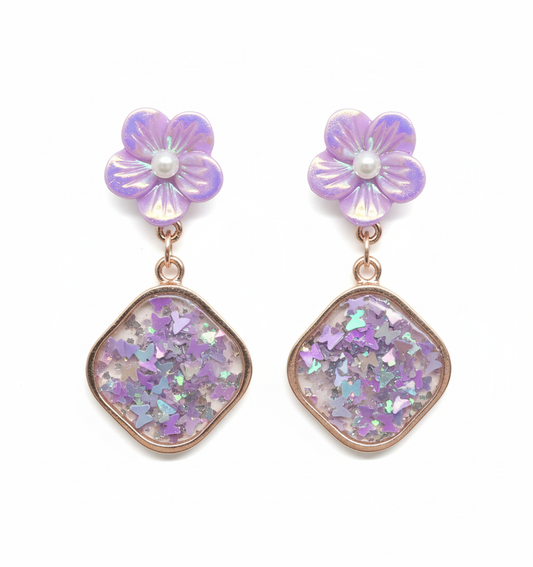 Kriki Lavender Blossom Drop Earrings