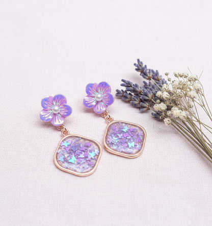 Kriki Lavender Blossom Drop Earrings