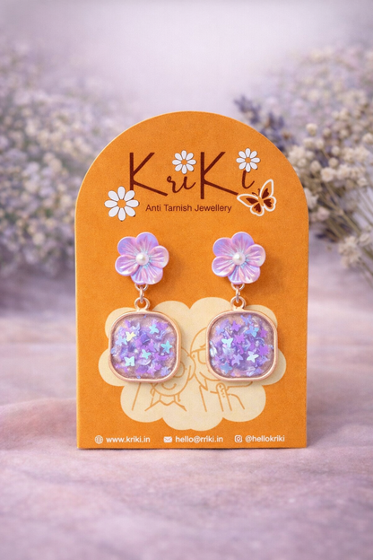 Kriki Lavender Blossom Drop Earrings
