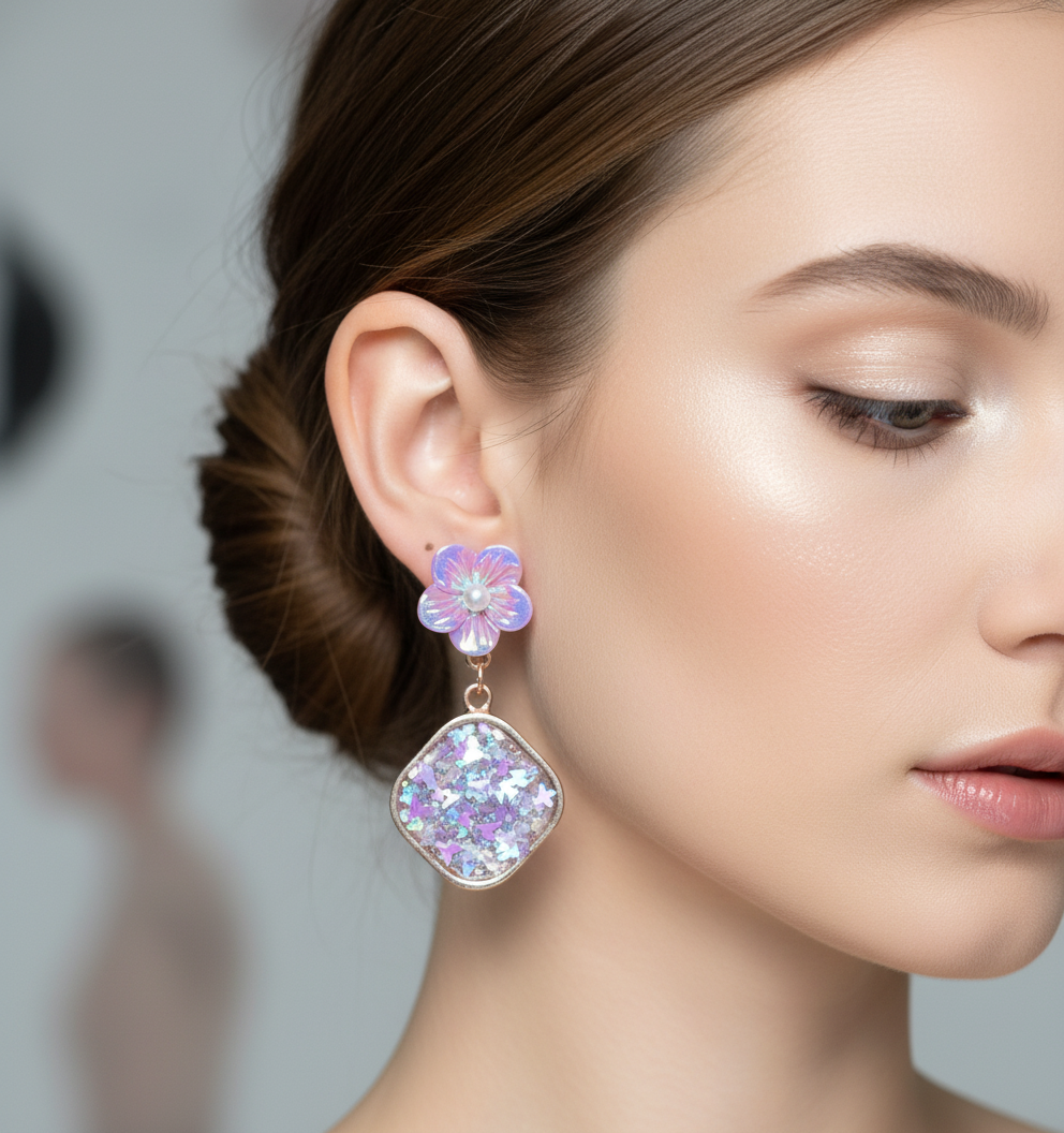 Kriki Lavender Blossom Drop Earrings