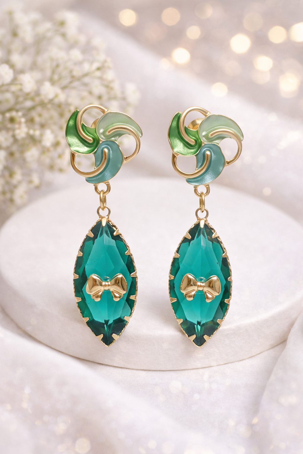 Kriki Emerald Bloom Drop Earrings