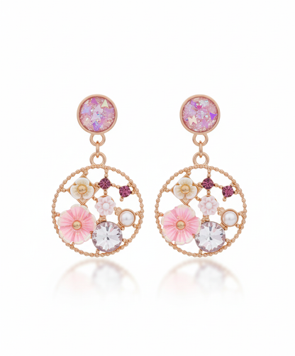 Kriki Blush Bloom Charm Drop Earrings