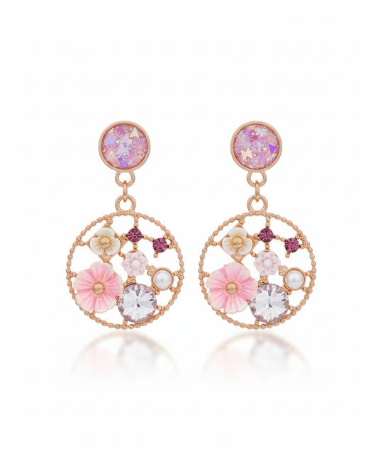 Kriki Blush Bloom Charm Drop Earrings