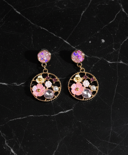 Kriki Blush Bloom Charm Drop Earrings