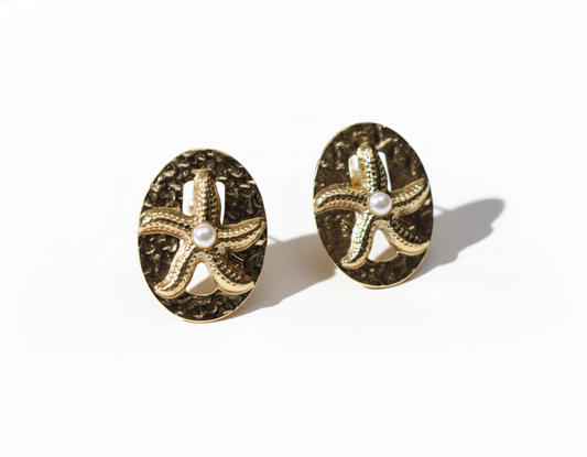 Kriki Pearl Starfish Statement Stud Earrings