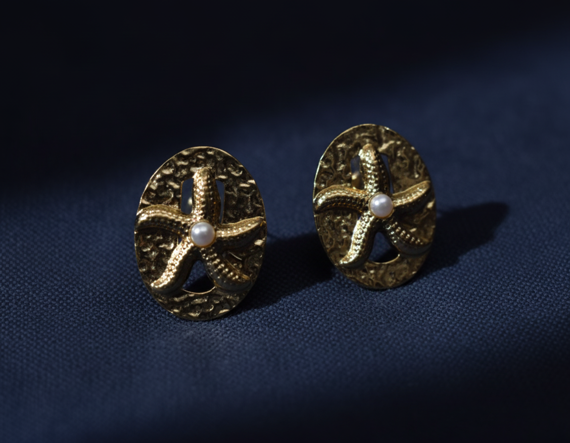 Kriki Pearl Starfish Statement Stud Earrings