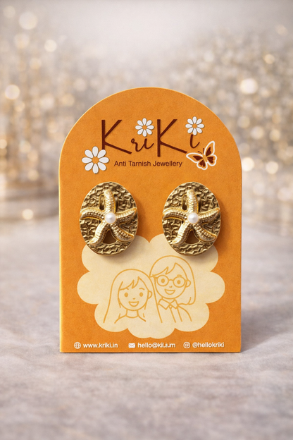 Kriki Pearl Starfish Statement Stud Earrings