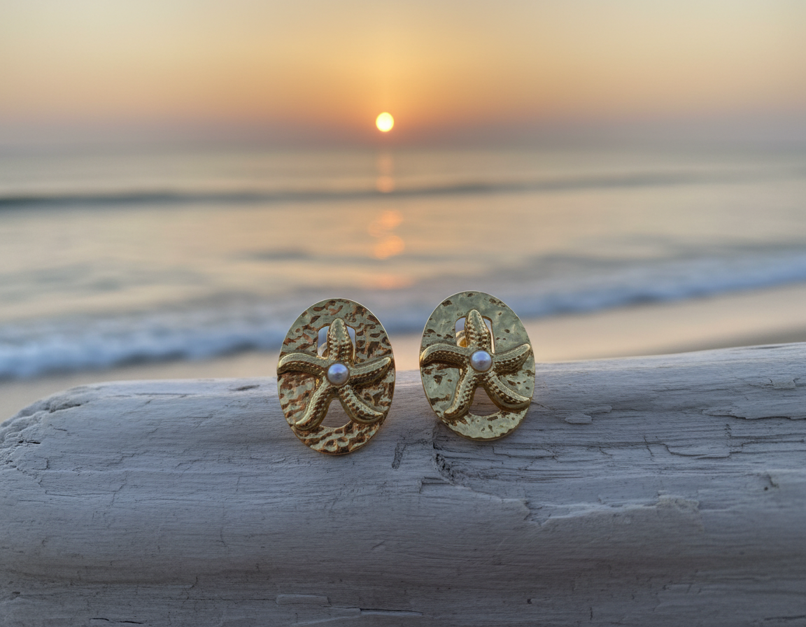 Kriki Pearl Starfish Statement Stud Earrings