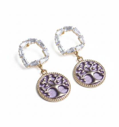 Kriki Lavender Tree of Life Drop Earrings