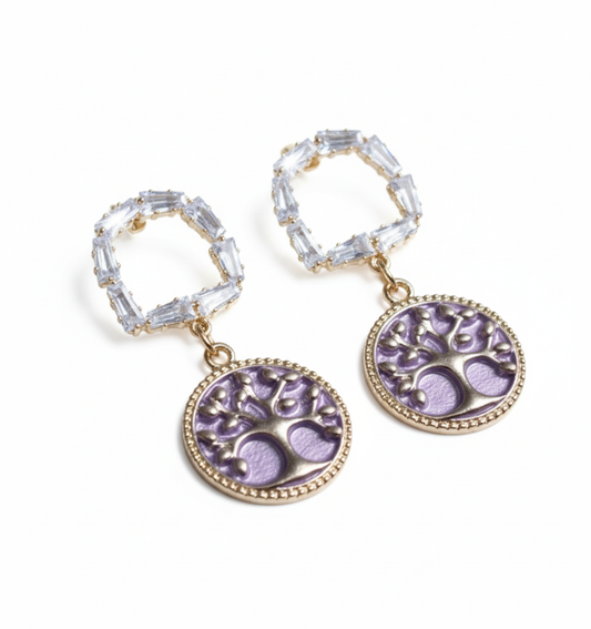 Kriki Lavender Tree of Life Drop Earrings
