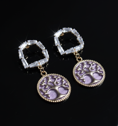 Kriki Lavender Tree of Life Drop Earrings