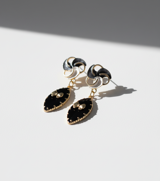Kriki Onyx Petal Drop Earrings