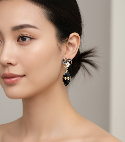 Kriki Onyx Petal Drop Earrings
