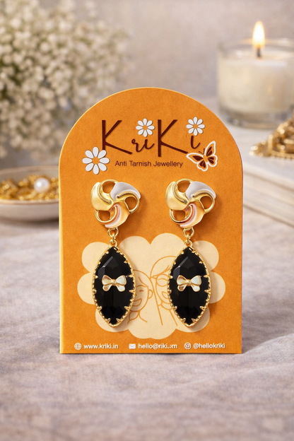 Kriki Onyx Petal Drop Earrings
