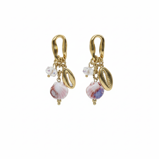 Kriki Seashell Charm Drop Earrings