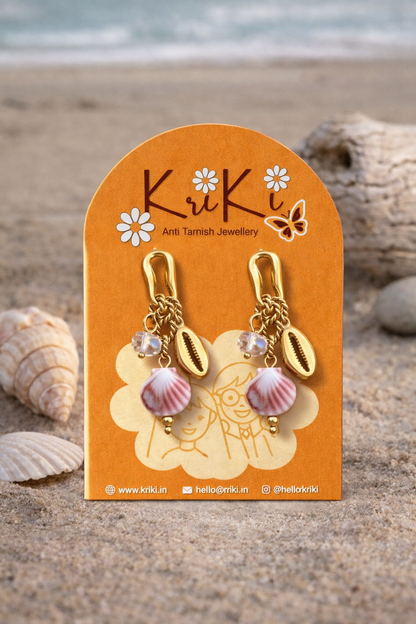 Kriki Seashell Charm Drop Earrings