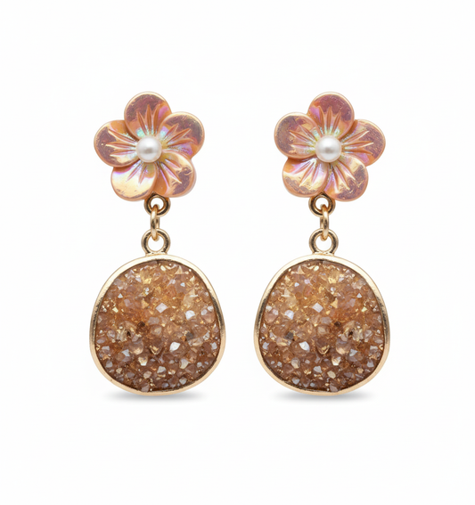 Kriki Champagne Blossom Drop Earrings