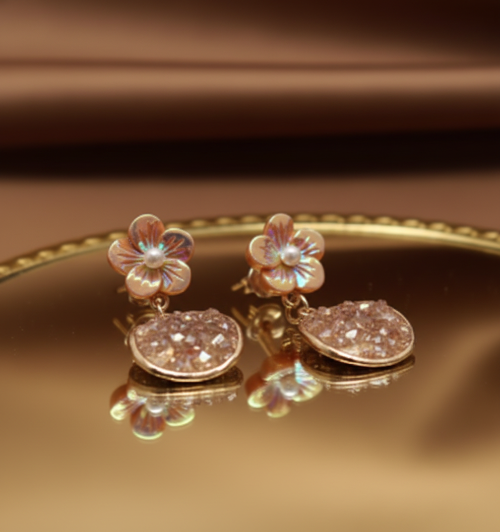 Kriki Champagne Blossom Drop Earrings