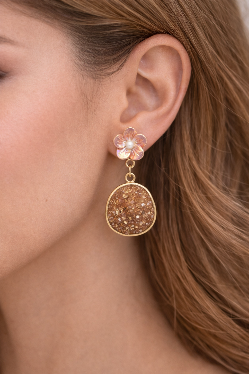 Kriki Champagne Blossom Drop Earrings