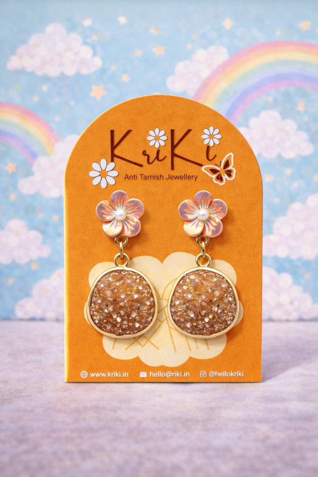 Kriki Champagne Blossom Drop Earrings