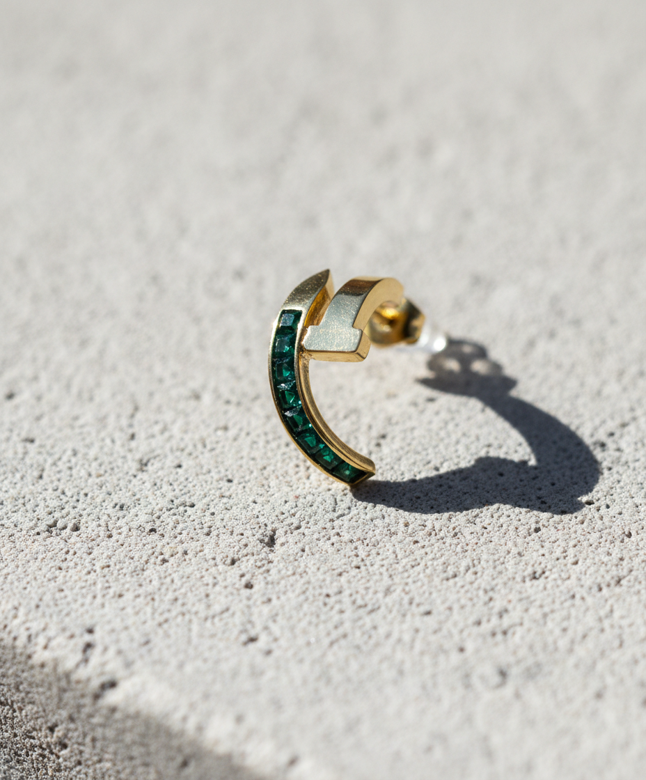 Kriki Emerald Huggie Hoop Earrings