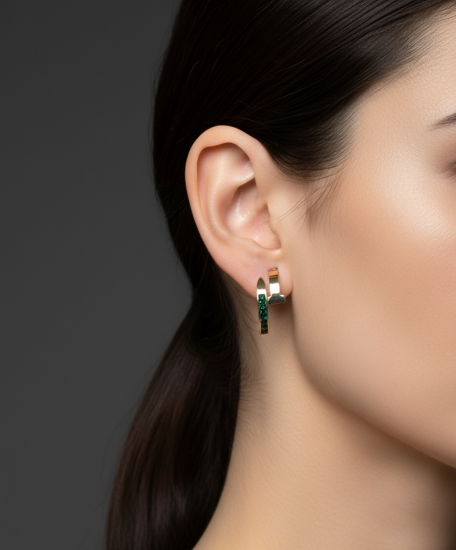Kriki Emerald Huggie Hoop Earrings