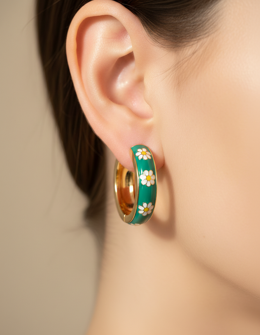 Kriki Daisy Bloom Huggie Hoop Earrings