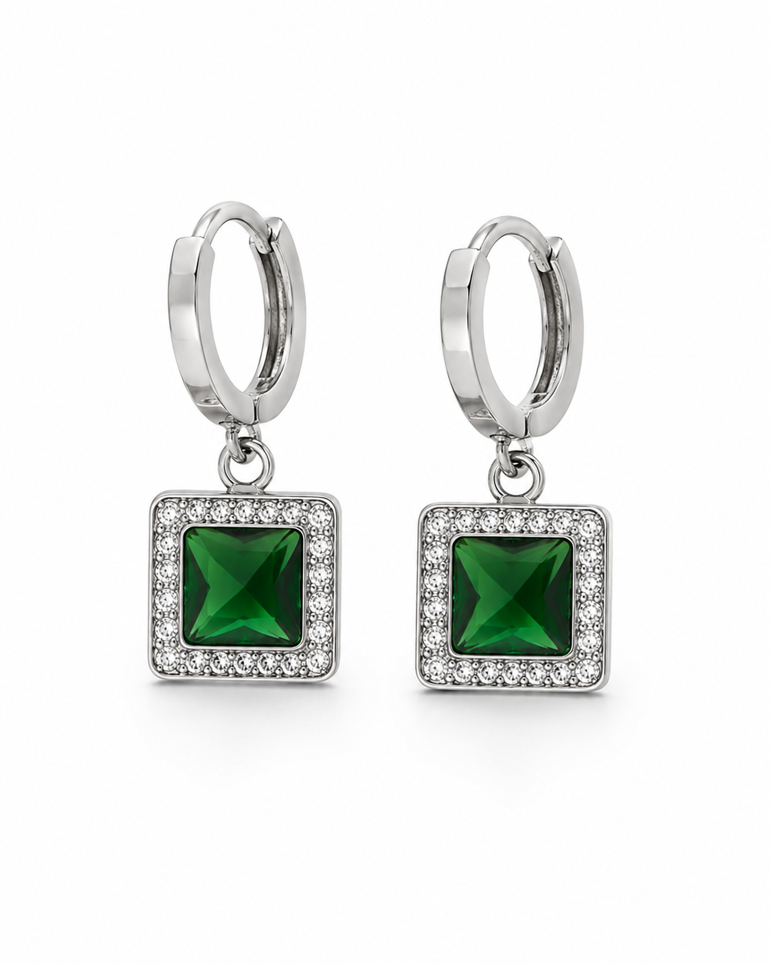 Kriki Emerald Halo Huggie Earrings