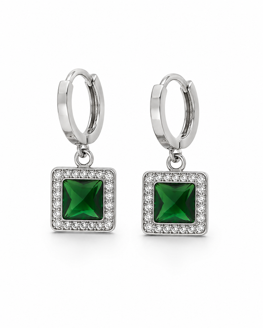 Kriki Emerald Halo Huggie Earrings