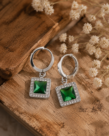 Kriki Emerald Halo Huggie Earrings