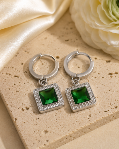 Kriki Emerald Halo Huggie Earrings