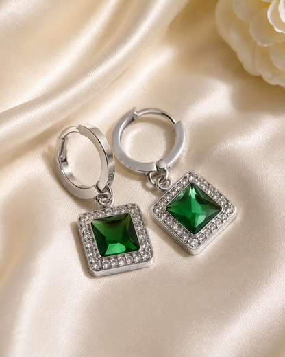 Kriki Emerald Halo Huggie Earrings